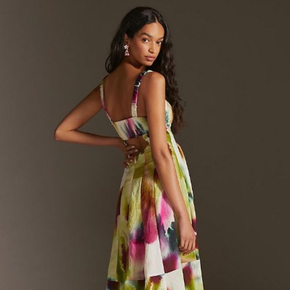 NWT By Anthropologie Tiered Watercolor Maxi Dress - Gorgeous Dress! - Picture 3 of 5